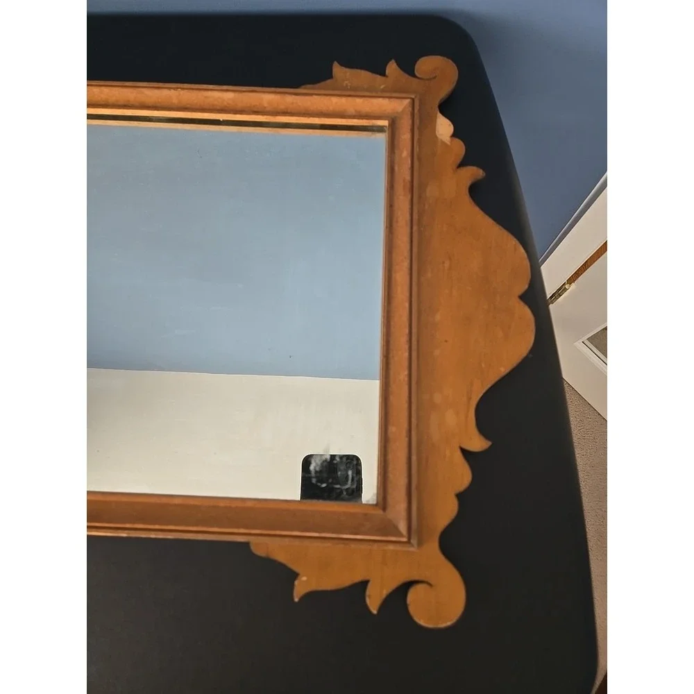 Antique Vintage Maple Chippendale‎ Glass Mirror